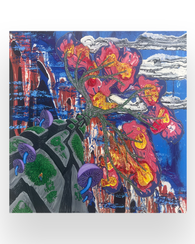16. Andrew Cullen	"Nam Amor Arboribus", $250, 24" x 24", acrylic on wood