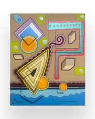 68. Linwood Nichols 	"Fish Jumping".  $300.00. 30x24. Acrylic.