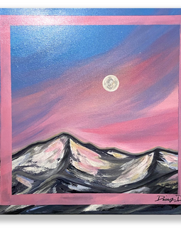 Daisy Dominguez, 21 	"Pink skies" 20inx20in Acrylic on canvas $120