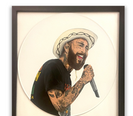 Eric Popp, 27	Post Malone. 12" vinyl record. 14" x 14" frame. Acrylic paint.