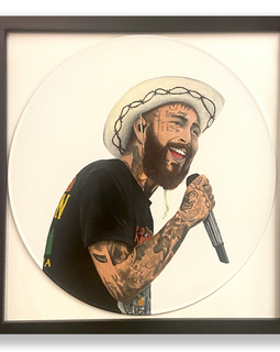 Eric Popp, 27	Post Malone. 12" vinyl record. 14" x 14" frame. Acrylic paint.